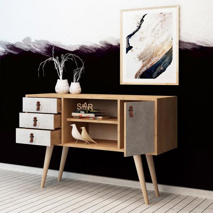 Hanah Home İndira Consola Roble y Blanco